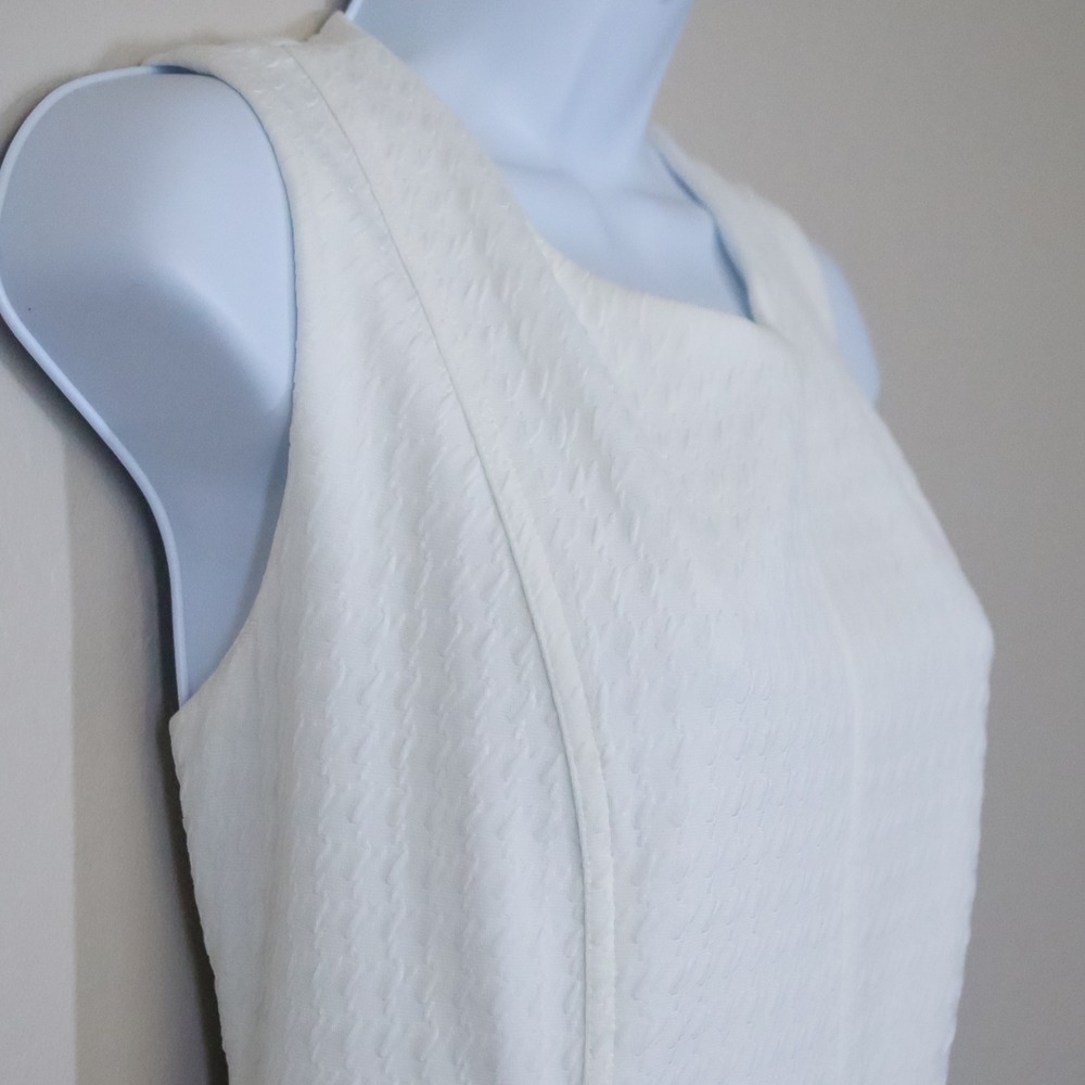 Tommy Hilfiger Shift Dress 8‎ White Textured Pique Pocket Sleeveless Mod Preppy - Picture 9 of 15